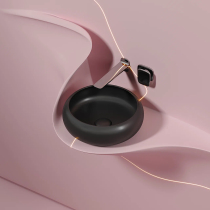 Умывальник чаша накладная круглая (цвет Черный Матовый) Element 360*360*120мм