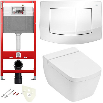 Комплект установки подвесного унитаза: модуль, панель TECEambia белая, унитаз TECEone Комплект установки подвесного унитаза: модуль, панель TECEambia белая, унитаз TECEone