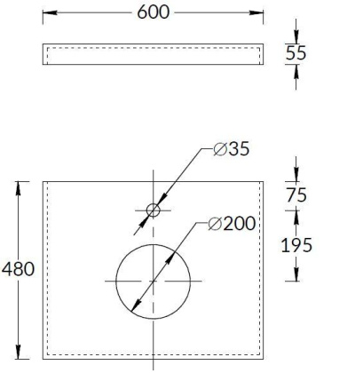 Столешница из керамогранита Про Чементо 60x48, бежевая матовая, CN60.DD506920R