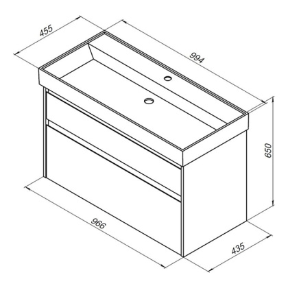 Тумба под раковину Aquanet Nova Lite 100 (SLIM SYNERGY) дуб рошелье, 2 ящика