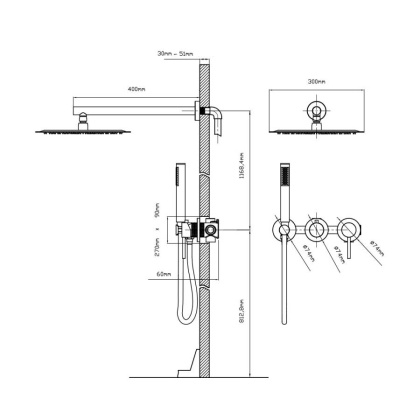 Душевой комплект Groove VSFW-4G01MB встраиваемый, 2 режима, 30см верх душ, черный