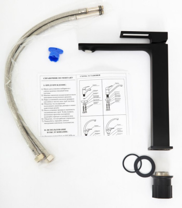 LUCE Смеситель для накладных раковин, без донного клапана, чёрный LUC-LMC-NERO-W0