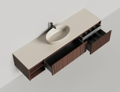 Подвесная тумба Domino 2000, шпон, с открытой полкой