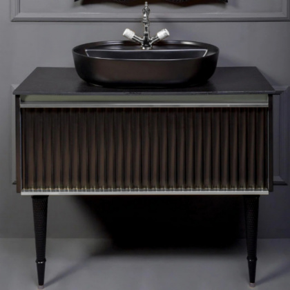 Тумба Canale 100 черная + Хром_Комплект 843-100-BCR Boheme