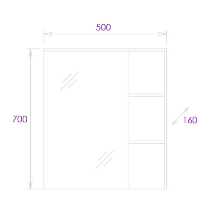 Шкаф-зеркало Onika Легран 50 дуб галифакс, универсальный