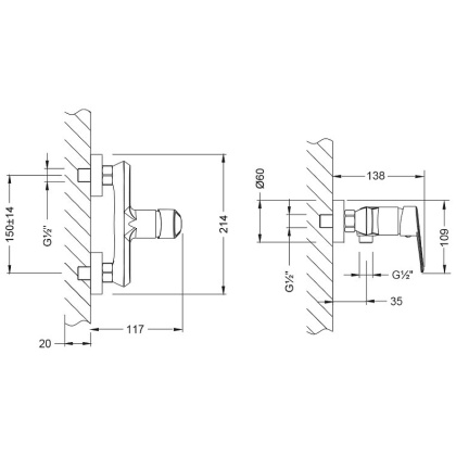 Смеситель для душа, латунь/хром