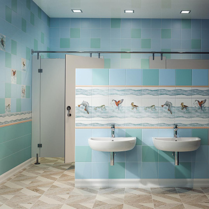 Декор VT\A451\5009 Чудо-озеро 1 белый, голубой (20см*20см*6,9мм) (10шт/0,4м2) Утка, шт.