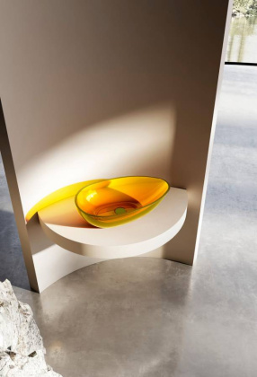 Раковина накладная прозрачная ABBER Kristall AT2811Amber желтая