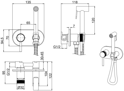 Смеситель с гигиеническим душем Allen Brau Priority 5.31005-00 (с внутренней частью) хром Смеситель с гигиеническим душем Allen Brau Priority 5.31005-00 (с внутренней частью) хром