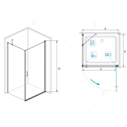 Душевой уголок RGW LE-34, 06123460-11, 60 х 100 x 195 см, дверь распашная, стекло прозрачное, хром