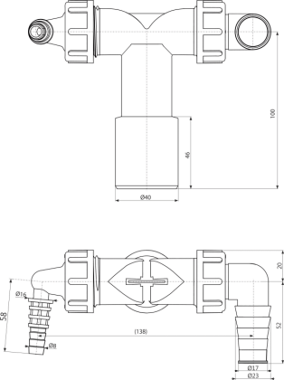 Двойной штуцер G1"/18-23 с обратными клапанами