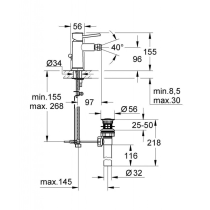 Смеситель для биде Grohe BauClassic 32864000 хром Смеситель для биде Grohe BauClassic 32864000 хром