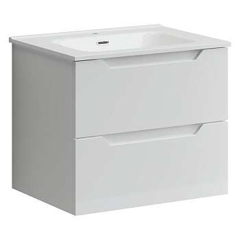 Тумба подвесная SANCOS Norma 2.0 590х450х500, c двумя ящиками оснащенными доводчиками, белый глянец , арт. NR2.060W