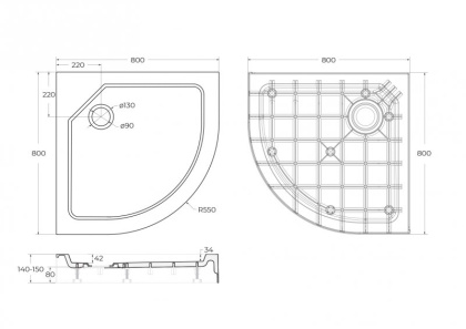 Поддон SMC CEZARES TRAY-SMC-R-90-550-150-W