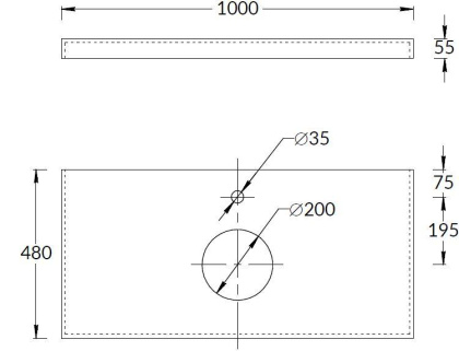 Столешница из керамогранита Роверелла 100x48, темно-серая, CN100.DL501320R