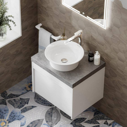 Тумба с раковиной Kerama Marazzi Modula 60 см MO.60.1+1\WHT глянцевый белый