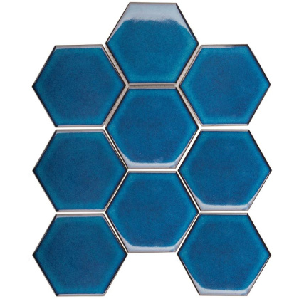 Керамическая мозаика, Hexagon big Deep Blue Glossy 95x110, Geometry