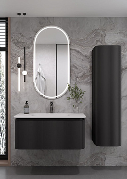OVALE 1 полка рифленая 100CM АНТРАЦИТ тумба + раковина OV1110101-100 Boheme