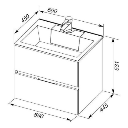 Тумба с раковиной Aquanet Алвита 60 серый антрацит