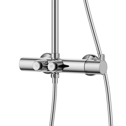 ECO-CD-T-BORO Душевая стойка с термостатическим смесителем для душа, с ручным и верхним душем, брашированное золото