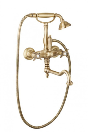 LORD-VDF-01-Bi Смеситель для ванны с поворотным изливом, с ручным душем, Хром, ручка ручного душа белая