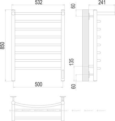 Полотенцесушитель Terminus Классик с/п П8 500х850 электро
