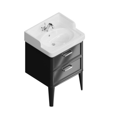 PO.M.60.2\BLK Тумба POMPEI напольная с 2 ящиками 60, черная глянцевая