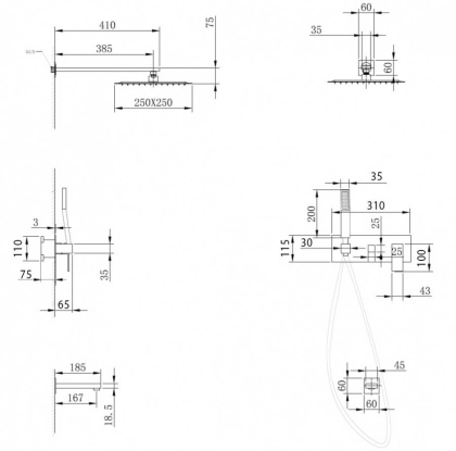 Душевая система ABBER Daheim AF8217G скрытого монтажа с изливом, золото матовое