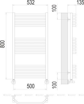 Полотенцесушитель Terminus Виктория П16 500х800 Полотенцесушитель Terminus Виктория П16 500х800