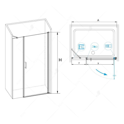 Душевая дверь RGW LE-08, 06120812-11, 120 х 195 см распашная, стекло прозрачное, хром