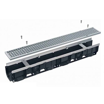 Дренажный канал 100 мм с металлической рамой и оцинкованной решеткой C250