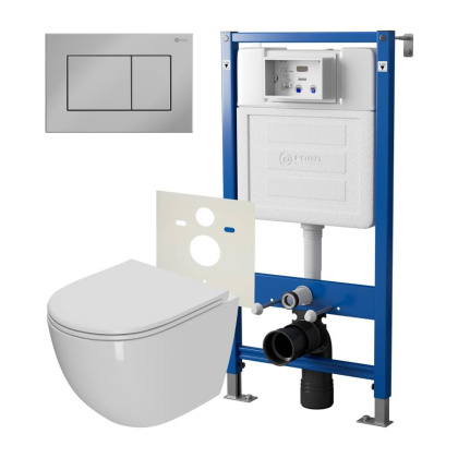 Сет: Система инсталляции Point Элемент для подвесного унитаза PN45120 + Клавиша смыва для инсталляции Point Ника, хром, PN44081C + Унитаз подвесной Point Афина безободковый, сиденье микролифт PN41041 Сет: Система инсталляции Point Элемент для подвесного унитаза PN45120 + Клавиша смыва для инсталляции Point Ника, хром, PN44081C + Унитаз подвесной Point Афина безободковый, сиденье микролифт PN41041