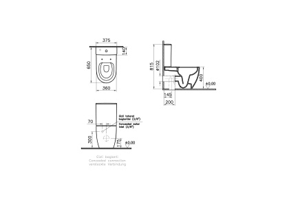 Комплект напольного унитаза Sento Rim-ex back to wall, сиденье тонкое микролифт, механизм 3/6 л