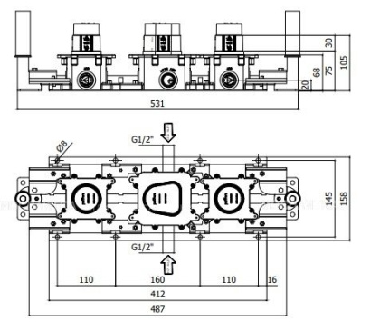 Скрытая монтажная часть для смесителя Paffoni Modular Box MDBOX001