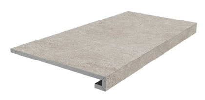 Ступень клееная фронтальная Портленд серый светлый матовый обрезной 33x80x0,9