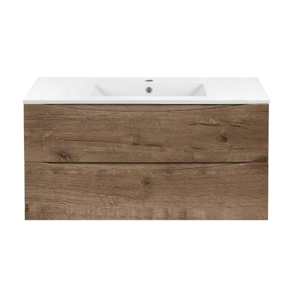 База под керамическую раковину Mia 1000 подвесная, 2 выкатных ящика soft close, V.Oak