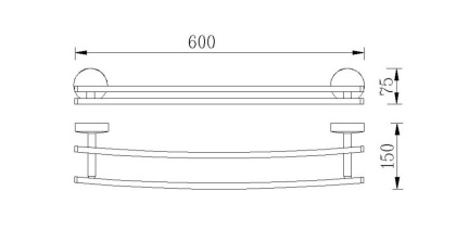 Полотенцедержатель RUSH Fiji двойной, 7х60х15 см, хром, FI18532