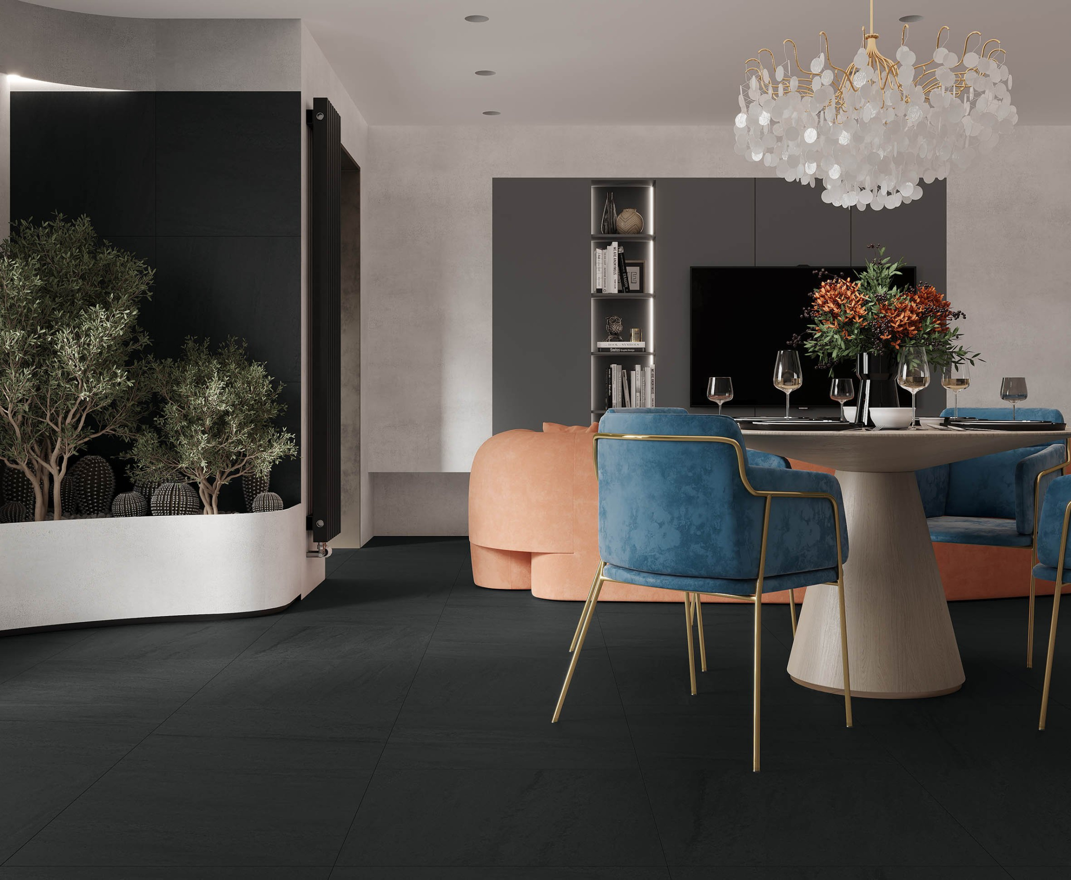 Керамогранит K43_12 Noa графитовый (60смх60смх8мм) (5шт_1,8м2) Матовая, м2