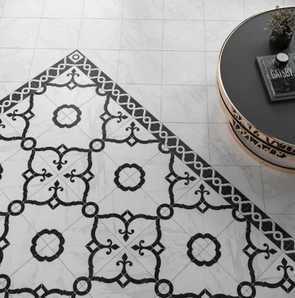 Декор Фрагонар наборный белый 1/4 розона 30x30x0,9