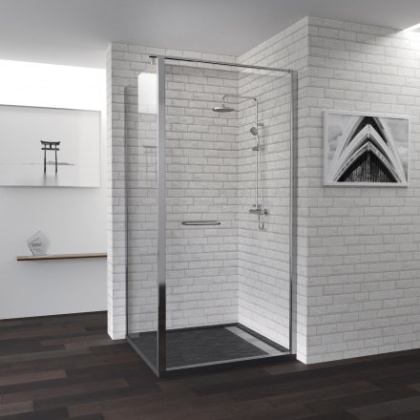 Душевой уголок RGW PA-48, 04084890-11, 90 х 100 x 185 см, дверь распашная, стекло прозрачное, хром, с полотенцедержателем