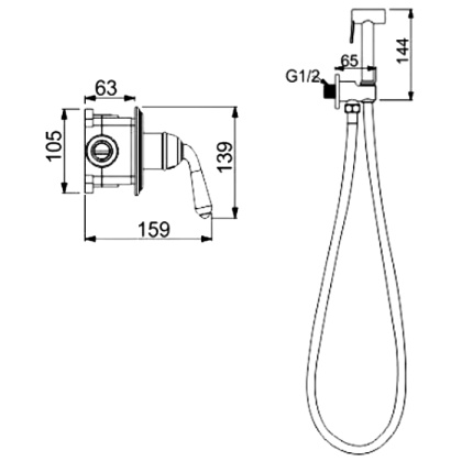 Гигиенический душ со смесителем Rose R0205Q, бронза