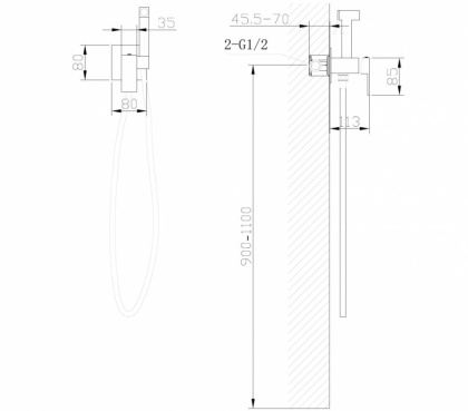 Смеситель ABBER Daheim AF8226B с гигиеническим душем, черный матовый Смеситель ABBER Daheim AF8226B с гигиеническим душем, черный матовый