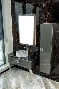 Столешница стекло 100см прямая Глянцевая Графит