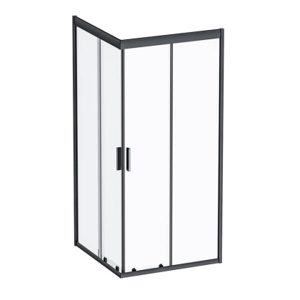 W90G-403-090BT Душевое ограждение Gem Square Slide 90x90 стекло прозрачное, профиль Черный матовый,