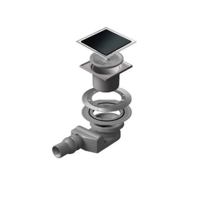 13000097 Точечный трап 150х150 мм Confluo Standard Vertical Black Glass, чёрное стекло, с рамкой Исполнение: Хром 