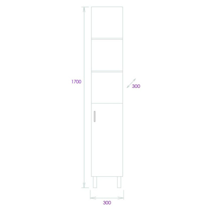Пенал Onika Тимбер 30 напольный, серый мат./дуб сонома, правый