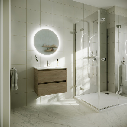 Тумба подвесная SANCOS Cento 590х450х500, c двумя ящиками оснащенными доводчиками, карпатская ель, арт. CN60KE