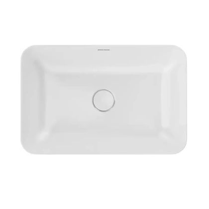 Раковина PLAZA накладная 55, прямоугольная, белая глянцевая