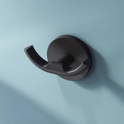 Двойной крючок для полотенец X-Joy, 5,3х8,4х4,1 см,  черный, A85A35622