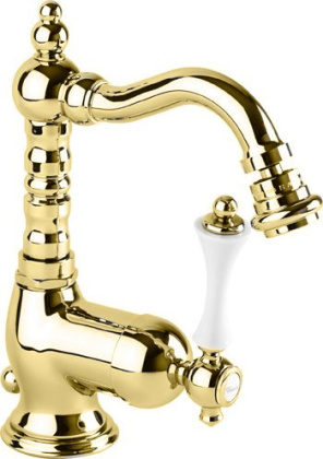 MARGOT-BSM2-03/24-M Смеситель для биде однорычажный c донным клапаном, исполнение золото, ручка золото